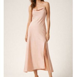 ASTR Gaia Nude Satin Slip Dress Size Medium